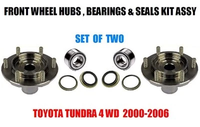 Juego de 2 bujes, cojinetes y sellos de rueda delantera Toyota Tundra 4x4 2000-2006 Foto 1 de 4