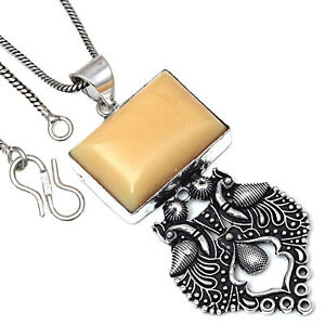 Pendant Orange Agate Gemstone Handmade Gift For Her 925 Silver Jewelry 2.5"