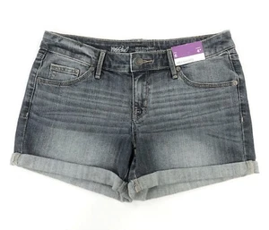 Mossimo Mid Rise Midi Jean Shorts Womens 6 Blue Denim Roll Cuff Stretch W32” NWT - Picture 1 of 5