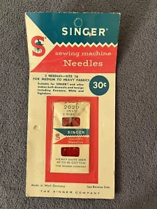 Vintage Singer Sewing Machine Needle Size 16 In It’s Opened Vintage Package - Picture 1 of 6