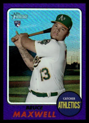 2017 Topps Heritage HN Bruce Maxwell  RC Purple Refractor THC-584 Athletics - Image 1 of 2