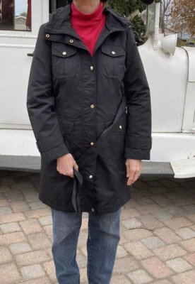 Ellen Tracy Brand 女式黑色涤纶雨衣轻便冬季外套 PS — 第 1/4 张图片