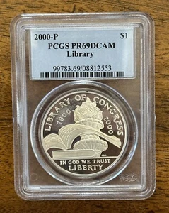2000-P Proof Library of Congress Commemorative Silver Dollar PCGS PR 69 DCAM - Picture 1 of 2