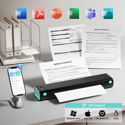 Phomemo M08F Tragbarer Drucker Drahtloser Bluetooth Thermodrucker+100 PCS Blatt - Bild 1 von 4