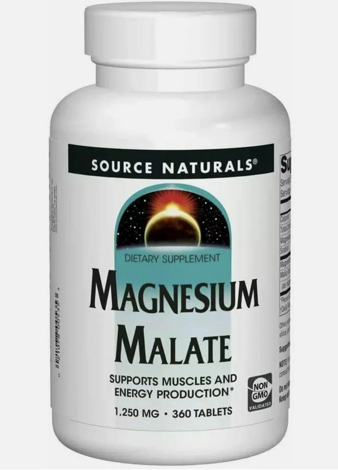 Malato de magnesio Source Naturals 3750 mg, 360 comprimidos