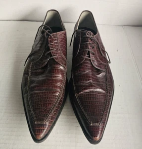 Cesare Paciotti Luxury Italian Mens Designer Snake Print Brown Shoes US Size 7.5 - Picture 1 of 12