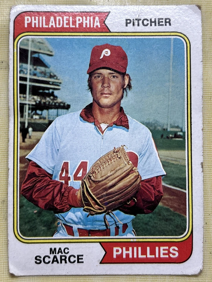 1974 Topps Mac Scarce Card #149 Phillies Pitcher Low-Grade Poor Creased - Image 1 of 2