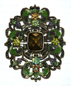 Broche prendedor estilo CATHERINE POPESCO estrás esmalte mediados de siglo joyería Francia - Imagen 1 de 19