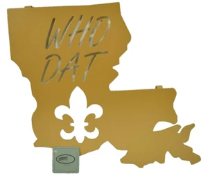 Lazart Louisiana Who Dat 12 inch Metal Laser Cut Hanging Wall Art Gold - Picture 1 of 2
