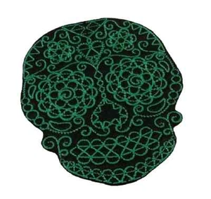 1 x Day of the Dead Sugar Skull Style B Black Patch Motif Fabric Sewing Trimming - Picture 1 of 2