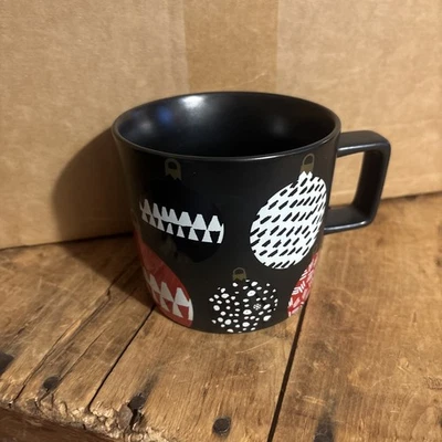 2016 星巴克黑色哑光圣诞装饰品 14 盎司咖啡杯陶瓷 — 第 1/4 张图片