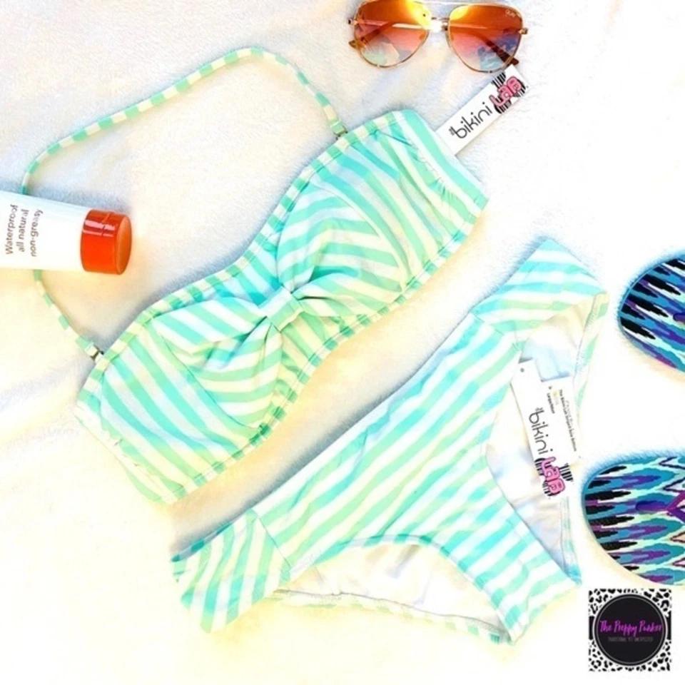 Bikini bandeau con lazo a rayas The Bikini Lab como nuevo con etiquetas aspecto retro Foto 1 de 4