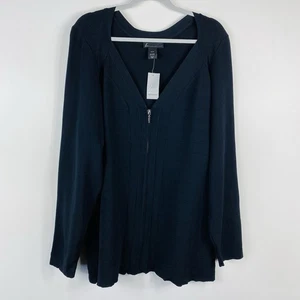 Chaqueta Suéter Lane Bryant Talla Grande 26 28 Cremallera Completa Negra Elastizada - Imagen 1 de 5