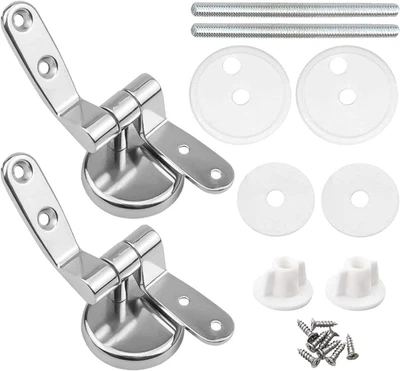 Cerniere per WC in Lega Di Zinco, Argento, Set Di Fissaggi per Sedile Del WC, Co - Immagine 1 di 4