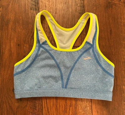 Sujetador deportivo Brooks talla 32A - 34B pequeño S cómodo azul corredor espalda logotipo reflectante Foto 1 de 4
