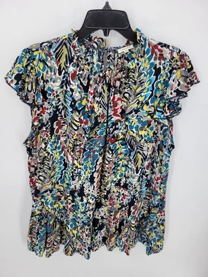 Top Jodifl Mujer Plus 1X Multicolor Acuarela Floral Manga Campana Volantes Boho Foto 1 de 4