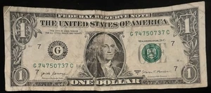 2017 A Chicago $1 Bill Altering 7’s Fancy Numbers Note - Picture 1 of 2