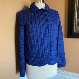 Armani Collezioni Blue Quilted Jacket IT 42 US 6 Snap Front $750 Retail NWT RARE - Picture 1 of 8