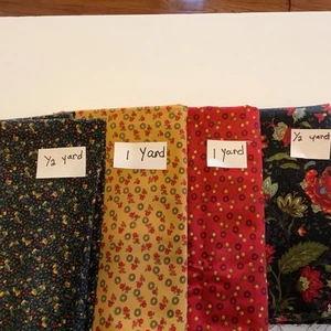 Vintage Connecting Threads Fabric Lot Two 1 Yard Cuts And Two 1/2 Yard Cuts - Picture 1 of 6