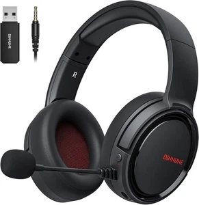 BINNUNE Wireless Gaming Headset, 2.4GHz Headphones for PS4, PS5, Red - Picture 1 of 7