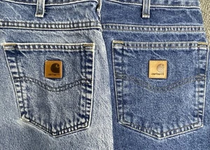 Lote de 2 jeans Carhartt para hombre azul y azul oscuro "se ajustan como 33,5x31" - Imagen 1 de 22
