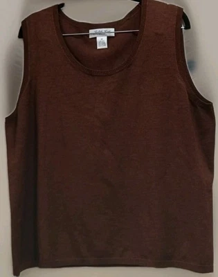 Camiseta sin mangas Judith Hart Mujer 2X Marrón Mezcla Seda Talla Grande Clásica Foto 1 de 4