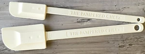 The Pampered Chef Classic Silicone White Scraper/Spatula + Mini Skinny Scraper - Picture 1 of 7