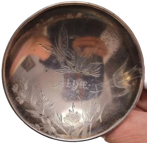 Tazza sake vintage giapponese argento sterling 1520N segni distintivi incisi a mano ALINE - Foto 1 di 7