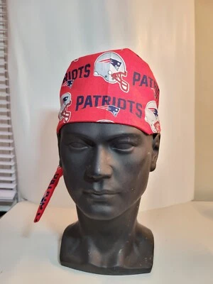 New England Patriots Mens RED Scrub Hat, Surgical Cap, Skull Cap, Chemo Hat - Image 1 of 4