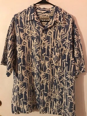 Camisa hawaiana floral tribal azul y blanca vintage Fieldmaster M para hombre NUNCA USADA Foto 1 de 4