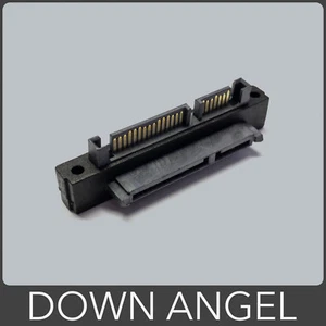 90 Degree DOWN Angle SATA Male to Female Extension Adapter 22 Pin (7+15) - Picture 1 of 6