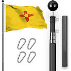 Combo : drapeau télescopique 16 pieds noir et nouveau-Mexique neuf comme neuf drapeau emb 3 x 5 pieds filé poly
