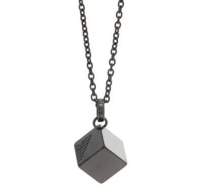 Armani Statement Men’s Necklace Gun Metal 24 cm Drop RRP £195 - Image 1 of 4