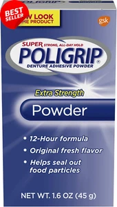 Super Denture Adhesive Powder Extra Strength Container, 1.6 Ounce - Picture 1 of 12
