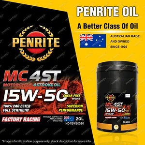 Penrite MC-4ST 15W-50 100% PAO & ESTER Motorcycle Engine Oil Premium 20L - Picture 1 of 2