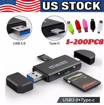 Card Reader USB 3.0 Type C Micro SD TF Lot Smart Memory Adapter Laptop Computer - Image 1 of 4