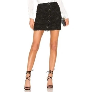 L’ Academie Skirt Women Large Black Tweed Fringe Hem A Line The Marla Mini NWT - Picture 1 of 10