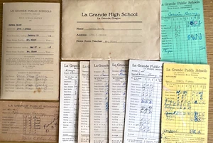 1920-1932 LA GRANDE OREGON ESCUELAS PÚBLICAS 8 boletas de calificaciones antiguas, calificaciones de estudiantes - Imagen 1 de 6