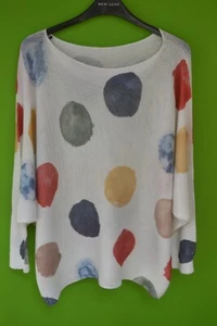women's white and multicolour slouchy fit light jumper UK size 12 - Picture 1 of 3