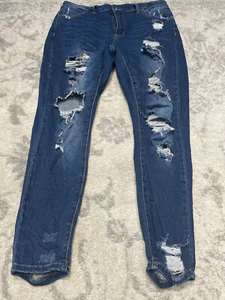 Rue21 Jeans Women’s Size 14 Dark Wash Distressed Denim - Picture 1 of 11