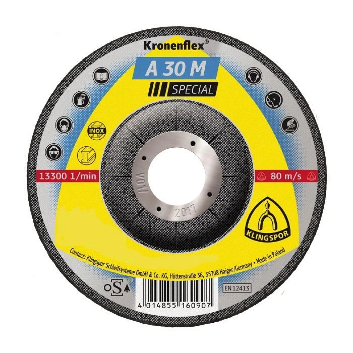 Klingspor 125mm x 6mm Grinding Disc Special INOX A30M 310900