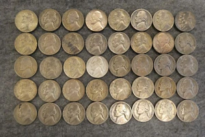 (40) US War Nickels Jefferson 1942-45 Silver Fourty Coins 35% - Picture 1 of 2