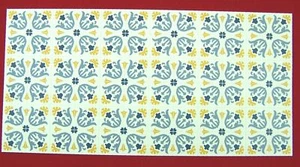 24x12 cm. (203,45EUR/m²) Bodenfliesen für Puppenhaus, weiß mit blaue Blumen - Bild 1 von 1