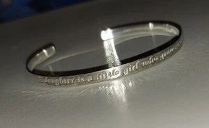.925 Sterling Silver Daughter Love Friends Etched Thin Cuff Bracelet - Picture 1 of 6