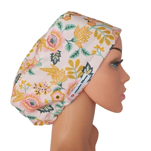 Euro Scrub Hat Floral, Satin Lined Scrub Cap With Buttons, Surgical Cap Women - Picture 1 of 5