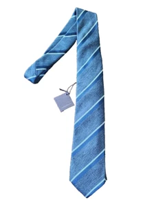 Corbata de seda a rayas Paolo Albizzati colores azul y gris talla única - Imagen 1 de 4