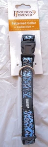 Friends Forever schwarz & blau Halsband klein Leopardenmuster für Ihr Haustier Hund - Bild 1 von 2