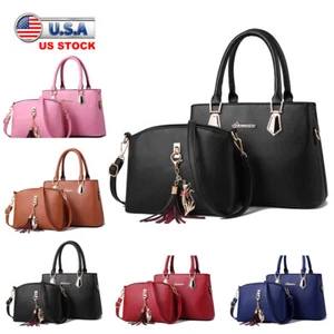 2pcs/set Women Leather Handbag Ladies Messenger Bag Shoulder Tote Purse Satchel - Picture 1 of 22