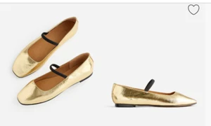 Madewell $98 The Greta Ballet Flat Metallic Gold Size 8 NR847 - Picture 1 of 12