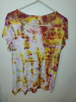 Faded Glory Womens Size Large 12 14 T Shirt Cap Sleeves Pink Red Yellow 29 L 24 - Image 1 of 4